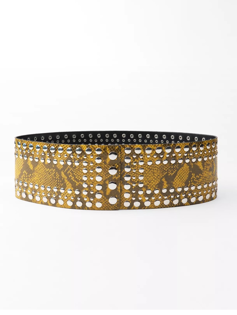 NWTS Zara ANIMAL PRINT STUDDED
LEATHER SASH BELT Size 85 Belt | YELLOW